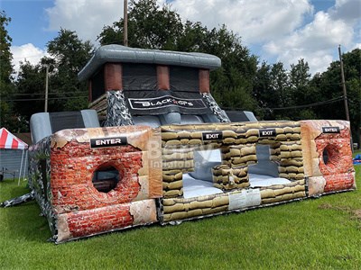 Crazy slide climbing game inflatable black ops obstacle course